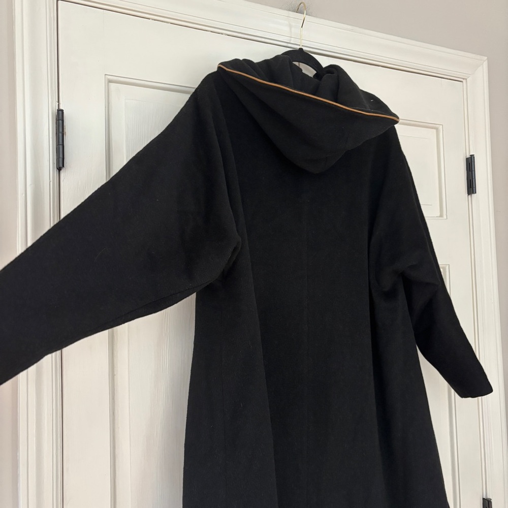 Vintage 1940s Union Wool Black Hooded Swing Coat Gold Trim VTG Union Made in USA - Picture 13 of 13